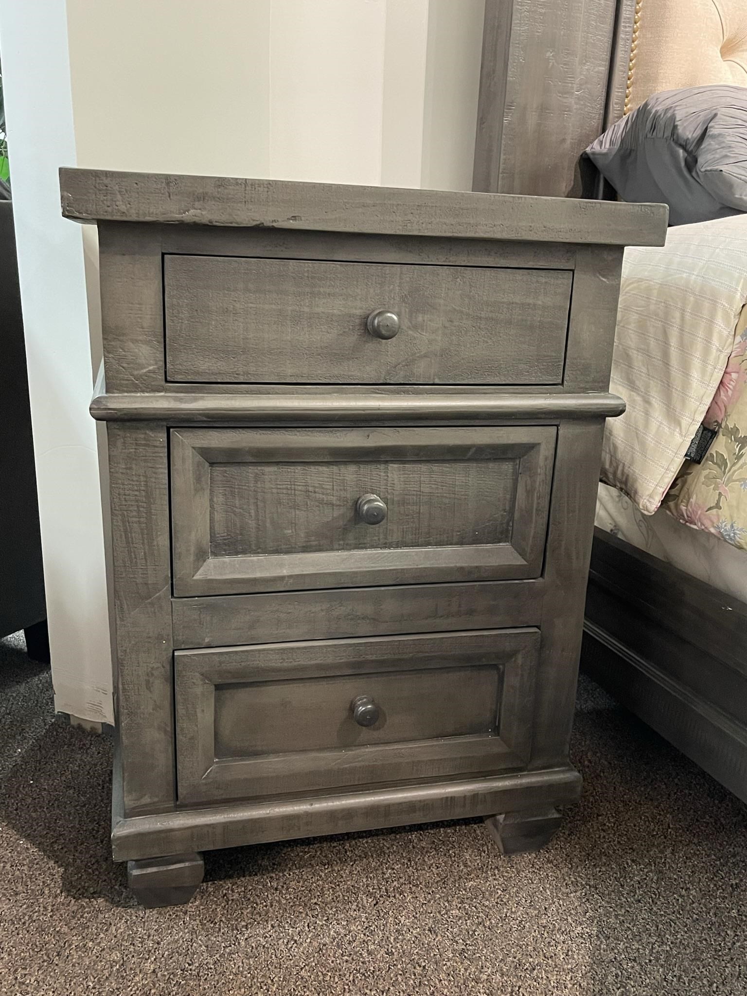 Rustic grey deals bedside table